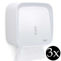 Combo 3 Suporte porta papel toalha interfolha dispenser toalheiro academia loja condomínio branca