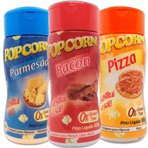 Combo 3 Temperos Pipoca Popcorn - Parmesão, Pizza E Bacon