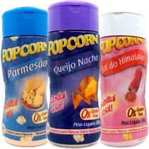 Combo 3 Temperos Pipoca Popcorn Parmesão, Queijo Nacho E Sal