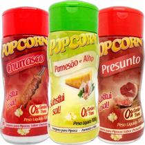 Combo 3 Temperos Pipoca Popcorn Sabores Churrasco, Parmesão