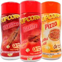 Combo 3 Temperos Pipoca Popcorn Sabores Churrasco, Pizza E
