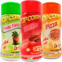 Combo 3 Temperos Pipoca Popcorn Sabores Ervas Finas, Pizza E