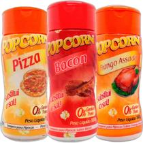 Combo 3 Temperos Pipoca Popcorn Sabores Frango Assado, Pizza
