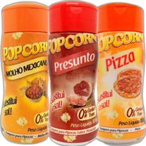 Combo 3 Temperos Pipoca Popcorn Sabores Pizza, Presunto E