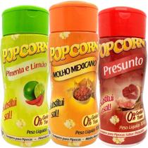 Combo 3 Temperos Pipoca Popcorn Sabores Presunto, Molho