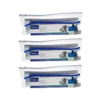 Combo 3 unidades Kit CET Higiene Oral Pasta 70g + Escova + Necessaire Virbac Cães e Gatos