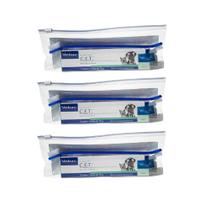 Combo 3 unidades Kit CET Higiene Oral Pasta 70g + Escova + Necessaire Virbac Cães e Gatos