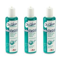 Combo 3 unidades Sebotrat O Shampoo Dr. Clean para Cães e Gatos - 200 ml