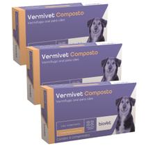 Combo 3 unidades Vermivet Composto Cães 10 Kg 4 Comprimidos - Biovet