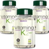 Combo 3 Vitamina K2 Mk7 Menaquinona Pura 140mcg 180 Cápsulas