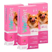 Combo 3 WellPet 45 mg Cães de 2 a 4,5Kg Ourofino - 1 Comprimido Combo 3 WellPet 45 mg Cães de 2 a 4,5Kg Ourofino - 1 Comprimido