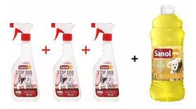 Combo 3un Educador Sanitario Canino Stop Dog Sanol + 1 Desinfetante Eliminador de Odores canil, quintal, etc Citronela 2