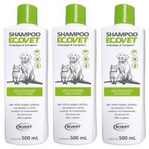 Combo 3Un Shampoo Ecovet Antipulgas E Carrapatos 500Ml