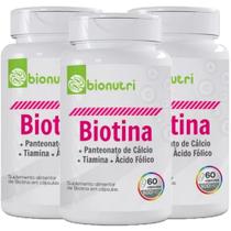 Combo 3x Biotina 60 Cápsulas 500mg (Panteonato Cálcio + timania + folico) - Bionutri