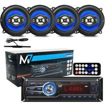 Combo 4 Alto Falantes 5 Pol 55w+ Rádio Mp3 Bluetooth +antena