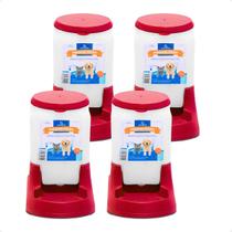 Combo 4 Bebedouro Prático Alvorada 3 Litros - Vermelho