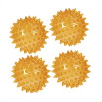 Combo 4 Bola TPR Brinquedo Jambo Espinho com Som Laranja - Tam. P