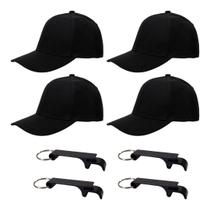 Combo 4 Boné Liso Preto 10 Abridor Garrafa Chaveiro Brinde Combo 4 Boné Liso Preto 10 Abridor Garrafa Chaveiro Brinde