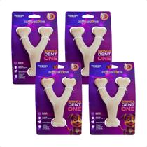 Combo 4 Brinquedo Osso Bamboo Brinca Dent One Sabor Bacon - Forquilha - Pequeno