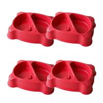 Combo 4 Comedouro Duplo Garrafa Adulto 1200mL Mypetone - Vermelho