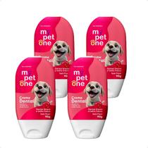 Combo 4 Creme Dental Cães e Gatos Morango Mypetone - 90g
