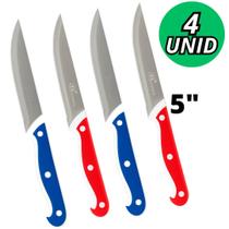 Combo 4 Faca de Cozinha Reforçada 5 Polegadas Inox Inteiriça Multiuso Uso Diário Para Churrasco Combo 4 Faca de Cozinha Reforçada 5 Polegadas Inox Inteiriça Multiuso Uso Diário Para Churrasco