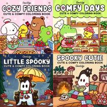 Combo 4 Folhas Soltas Colorir Cozy Friends Spooky A5 Folhas Soltas 120g + Acetato