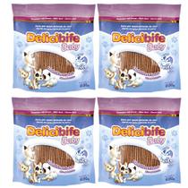 Combo 4 Pacotes Bifinho Ossinho Flexível Petisco para Cachorros filhotes Delicibife Baby com Leite 650g Combo 4 Pacotes Bifinho Ossinho Flexível Petisco para Cachorros filhotes Delicibife Baby com Leite 650g