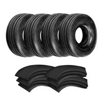 Combo 4 Pneus Carrinho De Mão 350-4 4 Lonas Buffalo + Camaras
