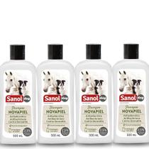 Combo 4 unidades Shampoo de Alergias cachorro dermatite cães e gatos: Peróxido de Benzoila Novapiel