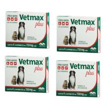 Combo 4 unidades Vetmax Plus 700mg 4 comprimidos Vermífugo Cães e Gatos - Vetnil