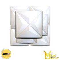 Combo 4M² Revestimento 3D PVC Branco Decora Casa 50x50cm