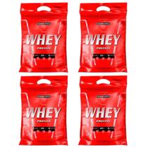 Combo 4x Nutri Whey Isolado Concentrado 907 Morango Refil - Integralmedica