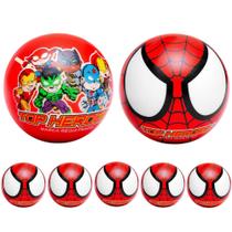 Combo 5 Bolas Vinil Leite Top Heroes Spider Aranha Lembrancinhas Festa Infantil