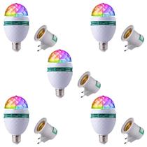 Combo 5 Lâmpada Led Globo Colorida Giratoria Festa 110v/220v