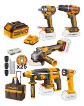 COMBO 5 PCS - PARAF 1/2 66NM, CHAVE IMP 400Nm, ESM ANG 4.1/2, MARTELETE 2.5J e LANT C 2 BAT 4A BOLSA COMBO 5 PCS - PARAF 1/2 66NM, CHAVE IMP 400Nm, ESM ANG 4.1/2, MARTELETE 2.5J e LANT C 2 BAT 4A BOLSA