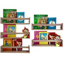 Combo 5 Prateleiras De Livros Brinquedos Infantis Estante Organizadora Quarto Nicho Revisteiro Mdf 55 cm