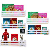 Combo 5 Prateleiras Quarto Infantil Nicho Parede Porta Livro