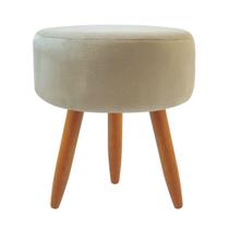 Combo 5 Puffs decorativos redondo pé palito-suede bege