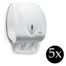 Combo 5 Suporte porta papel toalha interfolha toalheiro Premisse Velox banheiro condominio branca