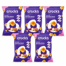 Combo 5 uni crocks club batatas doce chips sal rosa do himalaia 45g