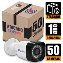 Combo 50 Câmeras de Segurança Full HD 1080p 20m Visão Noturna Bullet Lente 2,8mm com 1 Ano de Garantia Tudo Forte Atacado