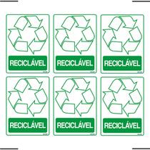 Combo 6 Adesivos De Sinalização Lixo Reciclável 15x20 Ekomunike - S-246 F9e