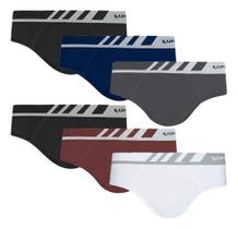 Combo 6 Cuecas Slip Sem Costura Microfibra Lupo Original Nf