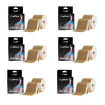 Combo 6 Fita Tapping Pós Cirurgia Bandagem 5x5cm Bege Aktive