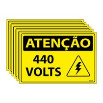 Combo 6 Placas De Sinalização Atenção 440 Volts 30x20 Ecom IA - SA66 F9e