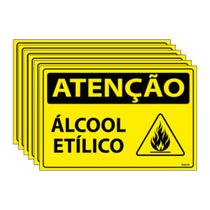 Combo 6 Placas De Sinalização Atenção Álcool Etílico 30x20 Ecom IA - SA71 F9e