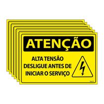Combo 6 Placas De Sinalização Atenção Alta Tensão Desligue Antes De Iniciar O Serviço 30x20 Ecom IA - SA19 F9e Combo 6 Placas De Sinalização Atenção Alta Tensão Desligue Antes De Iniciar O Serviço 30x20 Ecom IA - SA19 F9e