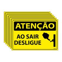 Combo 6 Placas De Sinalização Atenção Ao Sair Desligue 30x20 Ecom IA - SA41 F9e Combo 6 Placas De Sinalização Atenção Ao Sair Desligue 30x20 Ecom IA - SA41 F9e