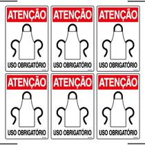 Combo 6 Placas De Sinalização Atenção Avental Uso Obrigatório 20x30 Ekomunike - S-207/1 F9e Combo 6 Placas De Sinalização Atenção Avental Uso Obrigatório 20x30 Ekomunike - S-207/1 F9e